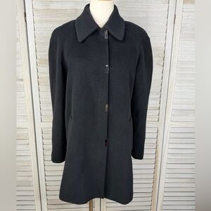 LIZ CLAIBORNE Women's Black Wool Coat with Silver Rectangular Snap Closure-6